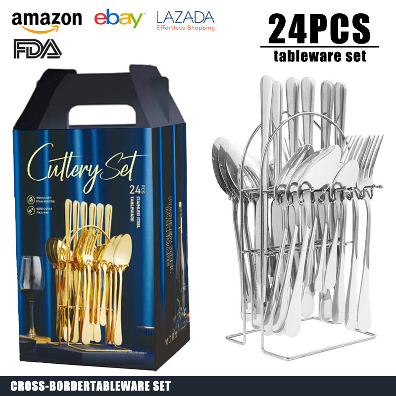 SET DE CUBIERTOS DE 24 PIEZAS PLATEADO