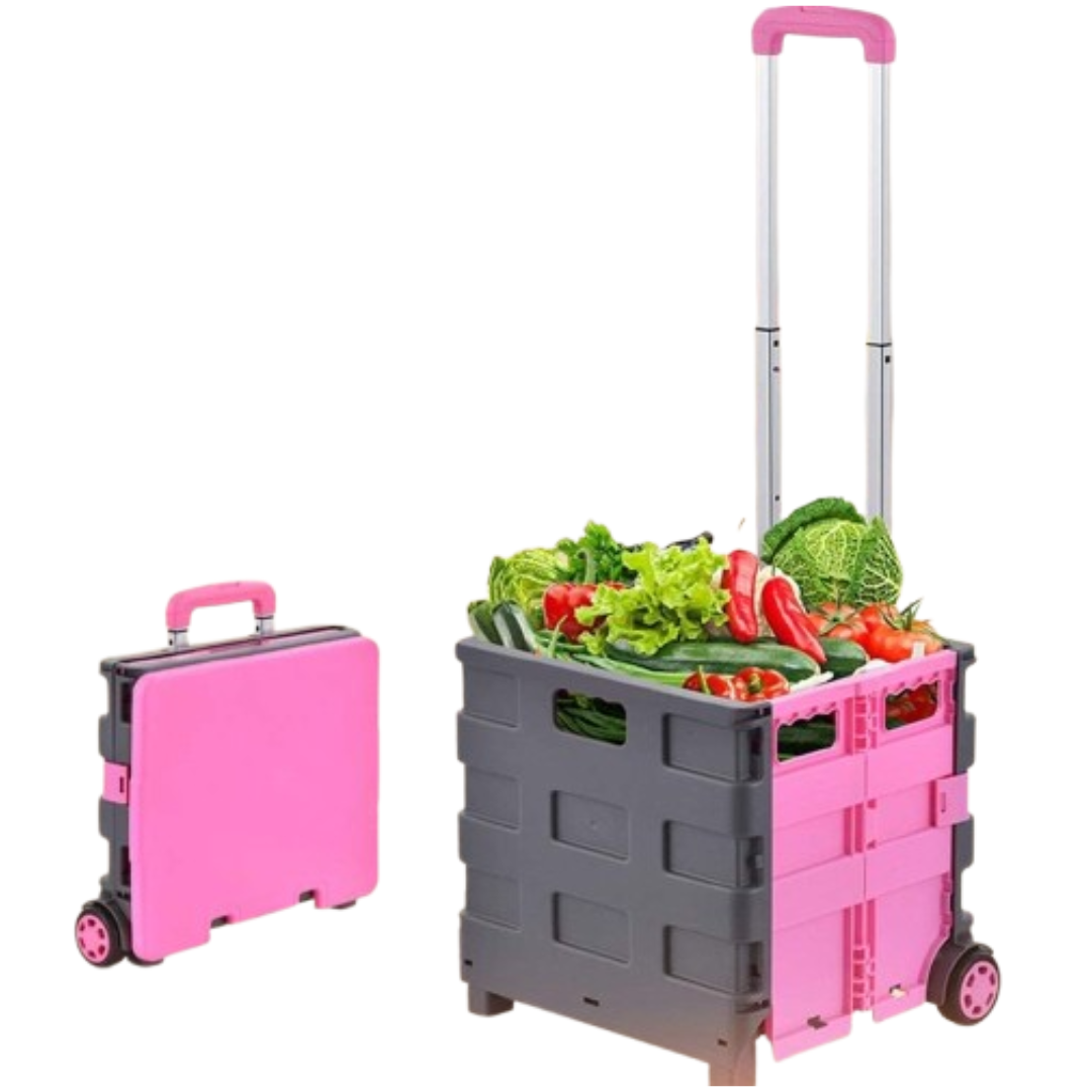 Carrito Plegable de Mercado Rosa
