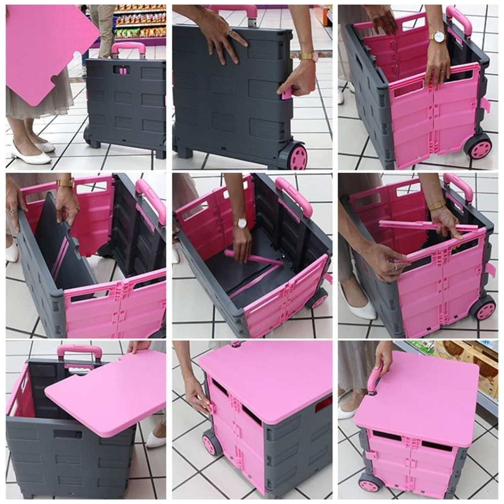 Carrito Plegable de Mercado Rosa