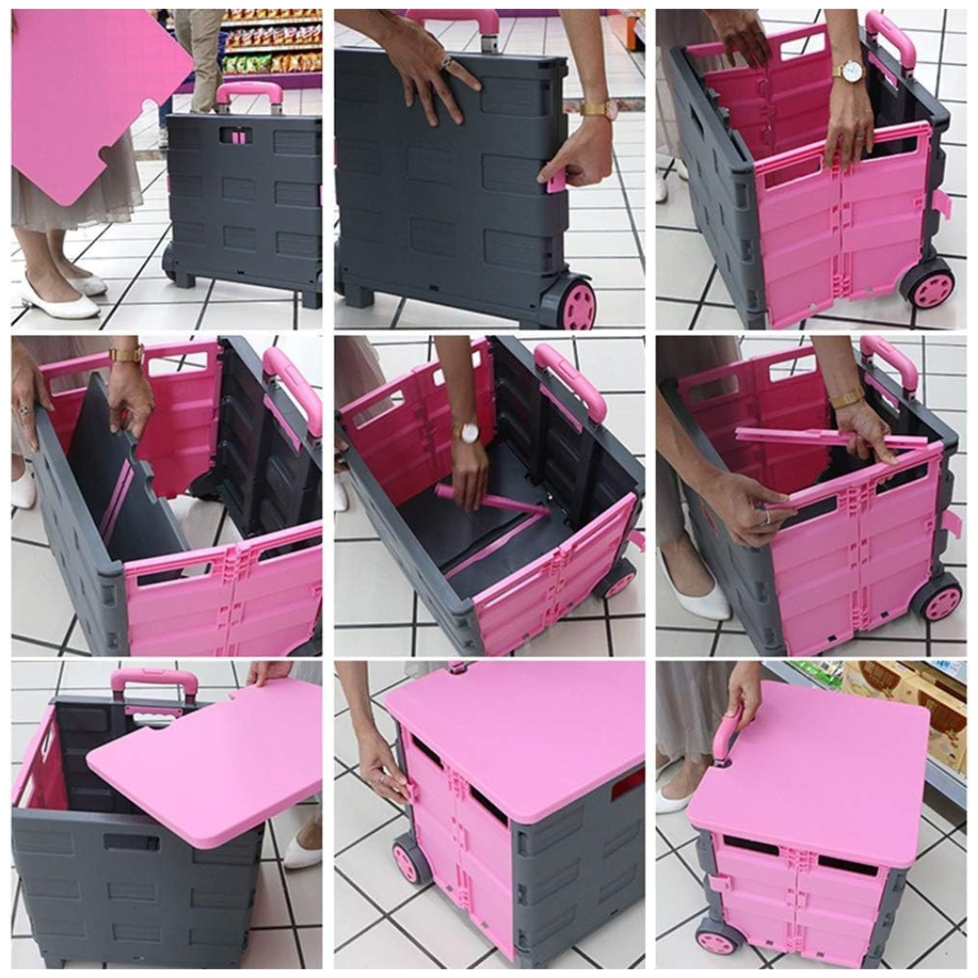 Carrito Plegable de Mercado Rosa